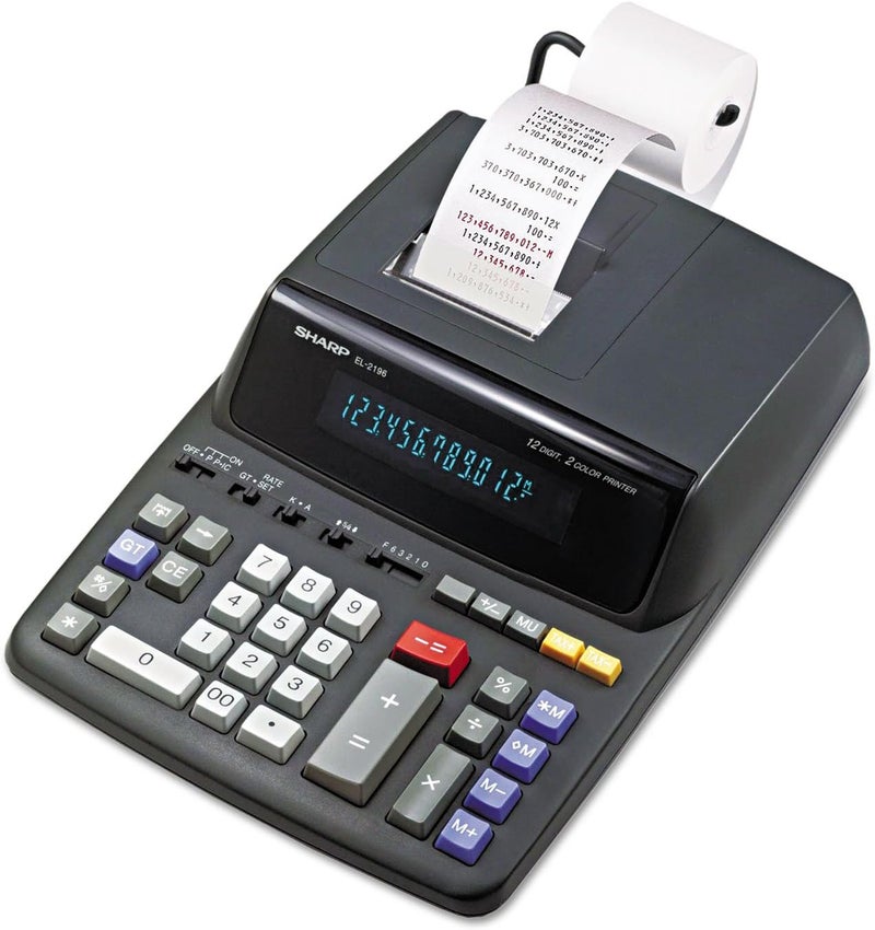 SHARP EL2196BL EL2196BL Two-Color Printing Calculator Black/Red Print 3.7 Lines/Sec - Image 1